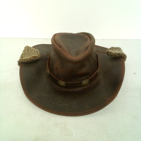 Henschel Hat Company Leather Embossed Men's Cowboy‎ Hat Wool Lined - Picture 1 of 9
